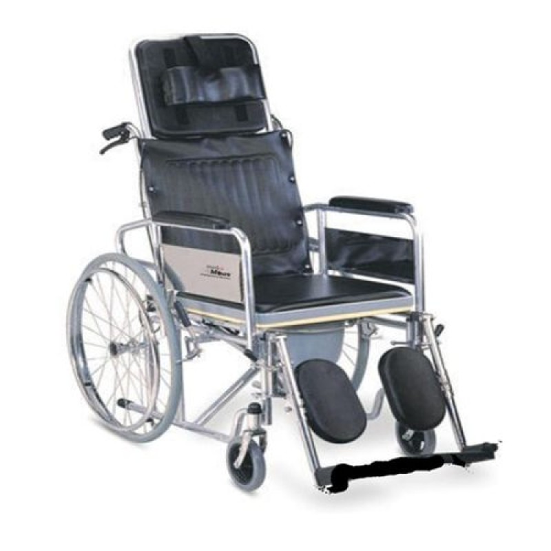 Deluxe Reclining Wheelchair with Commode
